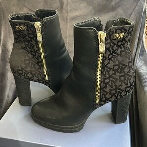 Black DKNY heeled boots